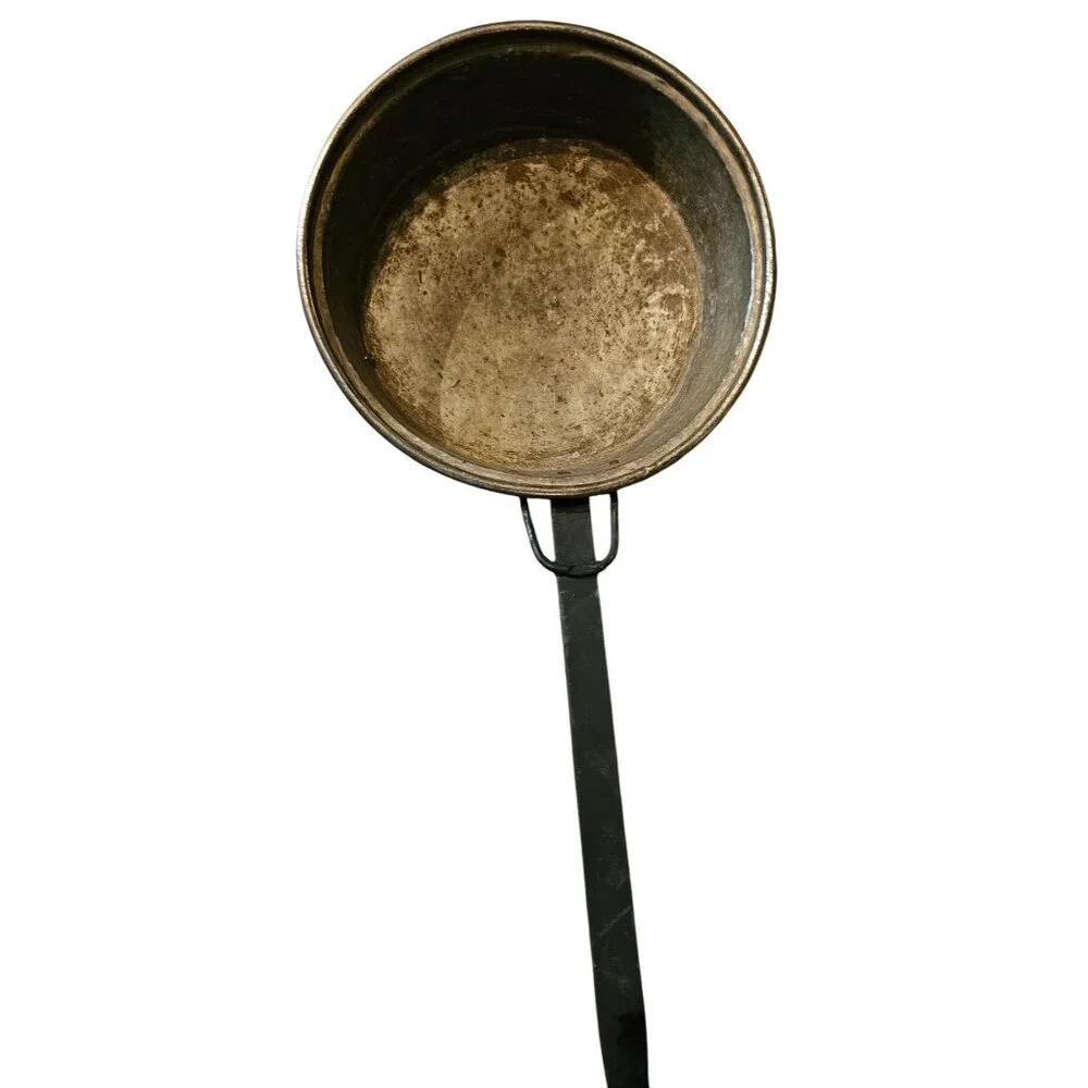 Antique Large Hand Forged French Copper Pots With Brass Handles 23